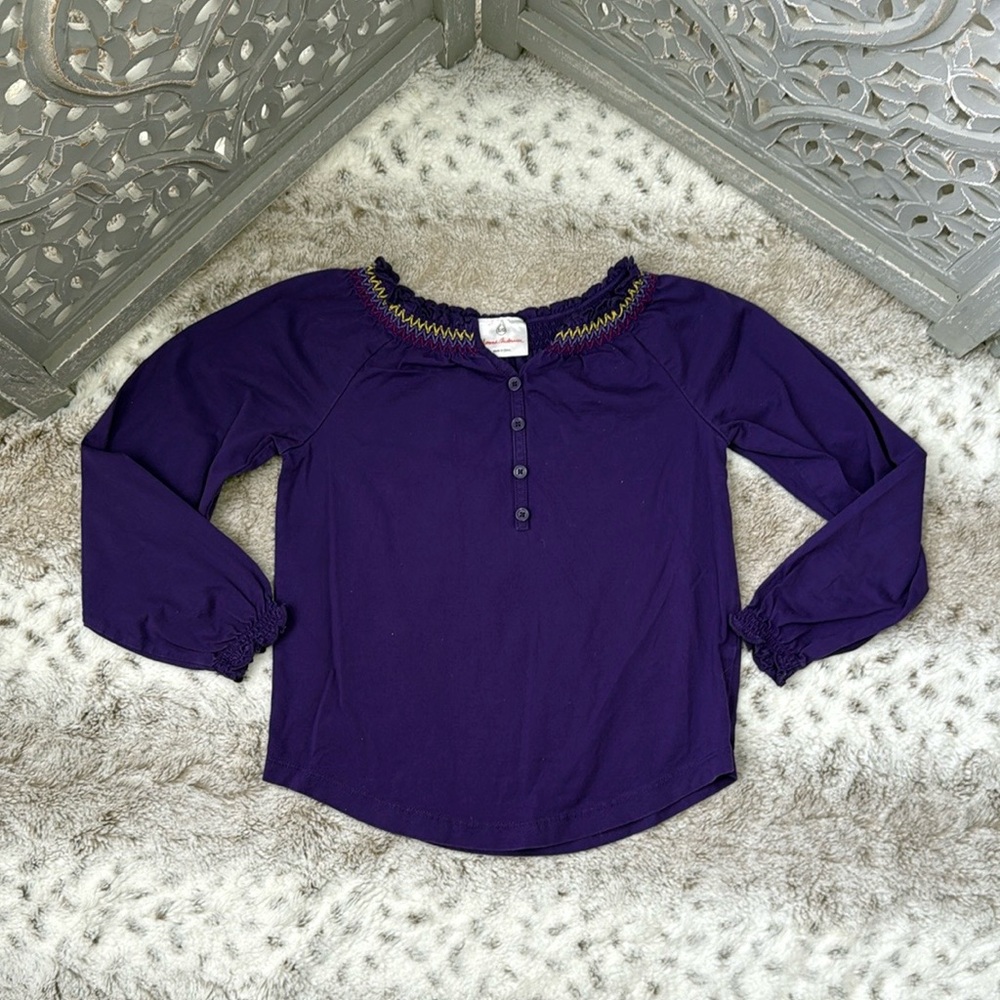 Hanna Andersson purple rainbow peasant top girls size 6 boho chic girlhoodcore